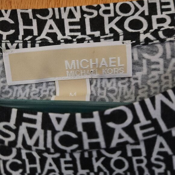 Michael Kors black and white long sleeve top features a drawstring detail size m - Picture 3 of 6